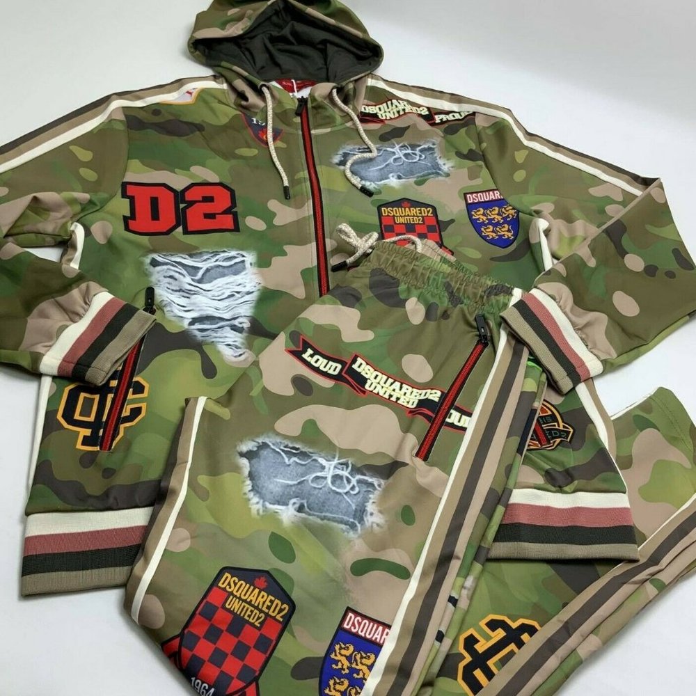 Men’s Fashion Olive Camouflage Tracksuits